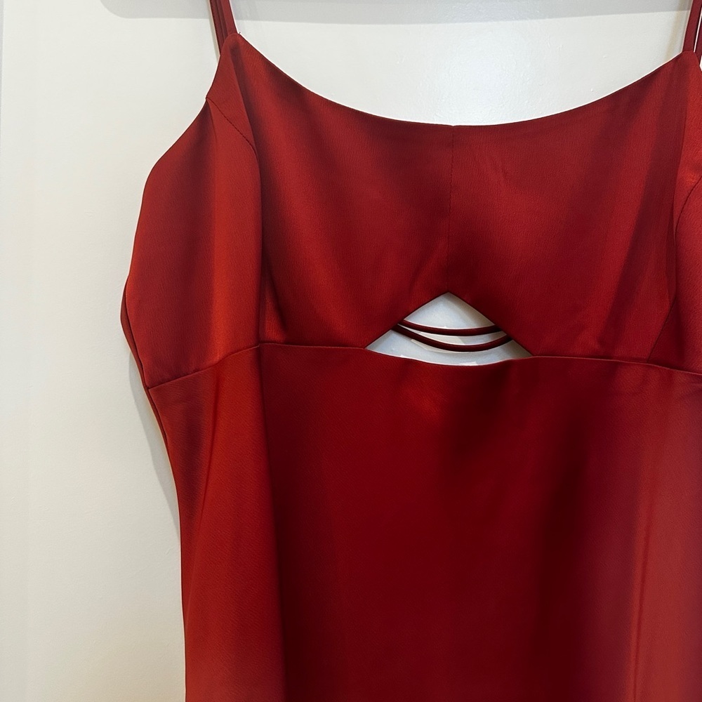 NWT Banana Republic Red Satin Slip Dress Thin Strap Cutout Size 12 Large - Picture 8 of 11